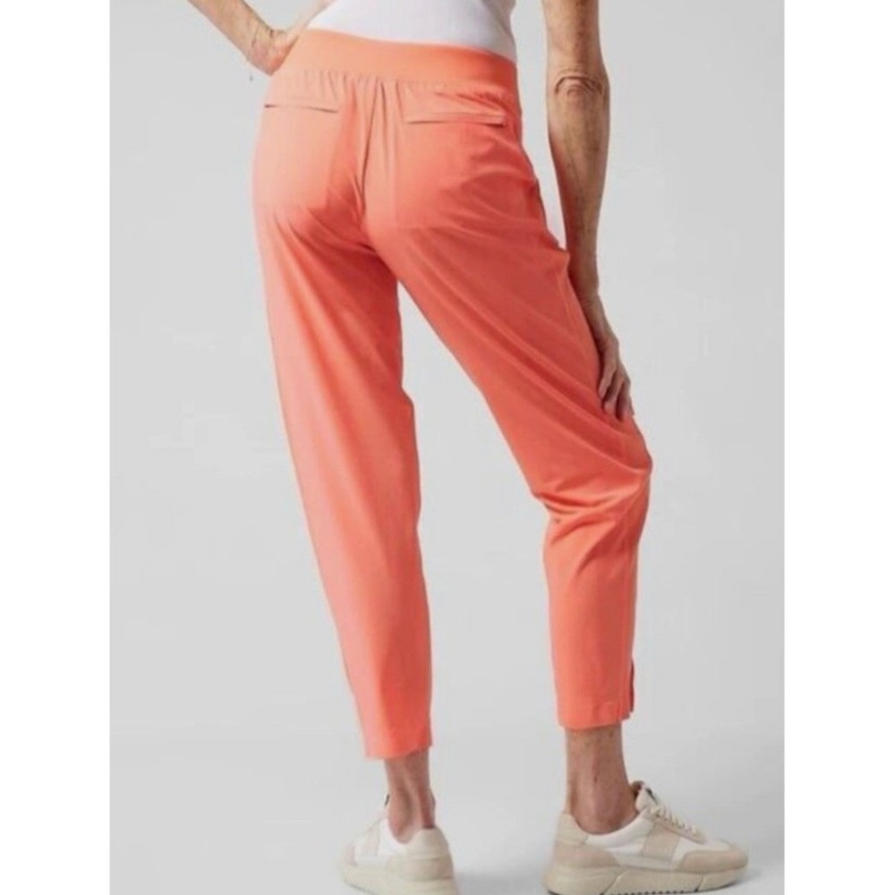 Athleta Brooklyn Ankle Pants Sunset Glow Coral Travel Trousers Size 8 NWOT - Picture 2 of 13